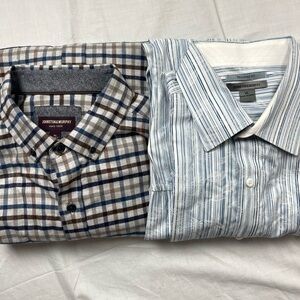 Johnston & Murphy Men’s XL Shirt Bundle (2) – Plaid & Striped, Button-Down